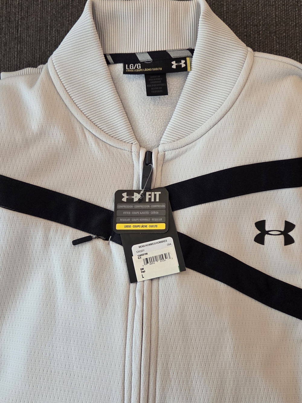 Under Armour Men's Light Gray Full-Zip Jacket with Black Accents